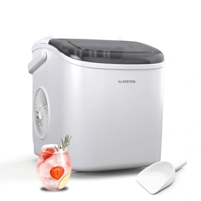 Immagine di Klarstein Macchina Ghiaccio 12kg/24h, 2 Dimensioni Cubetti, Serbatoio 1.3L, Controllo Tattile, LED Indicatori, Portatile, Ideale per Casa/Feste