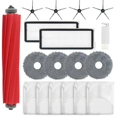 Immagine di HomeTimes Ricambi per Roborock Qrevo Pro robot aspirapolvere Q revo Maxv Accessori con 1 spazzole in gomma, 2 filtri HEPA, 4 cuscinetti mop, laterali, 6 sacchetti la polvere