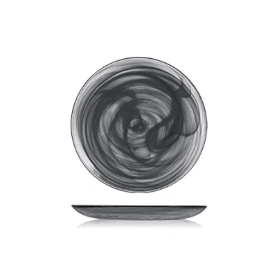 Immagine di H&amp;h set 6 piatti frutta alabastro in vetro nero cm21