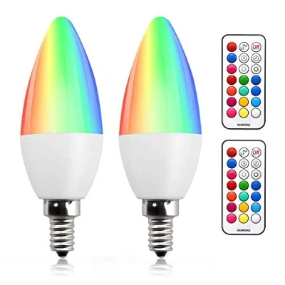 Immagine di Bonlux 3W E14 RGB Dimmerabile Candela LED Lampadina Colore Variabile RGB+Bianco Caldo 12 Colori Funzione Memoria e Timer RGBW Piccola Lampada a Vite per Casa/Decorazione/Festa/KTV (2Pcs)