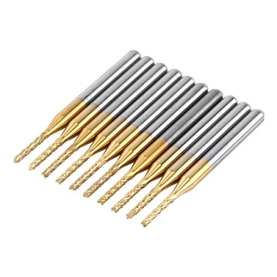 Immagine di Akozon Punta Fresa Drill Milling Cutter PCB 10 pz 3,175mm Frizione con Rivestimento in Titanio Cappotto Carburo di Tungsteno Fine Incisione Bit Frese Rotative CNC