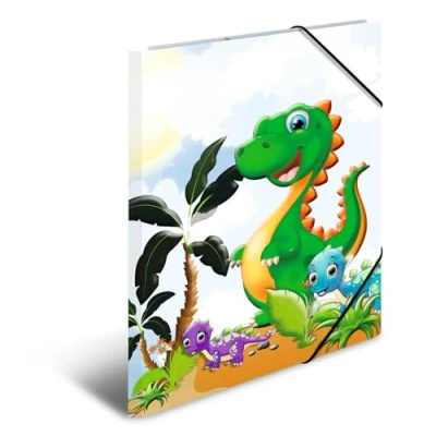 Immagine di HERMA 19795 Cartellina portadocumenti formato DIN A3, “Dinosauri in cartone resistente, con stampa interna completa, elastici, per bambini e bambine