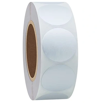 Immagine di Hybsk Etichette rotonde, adesive, da 25 mm, una confezione contiene 1000 adesivi, color argento metallizzato 1 Roll White