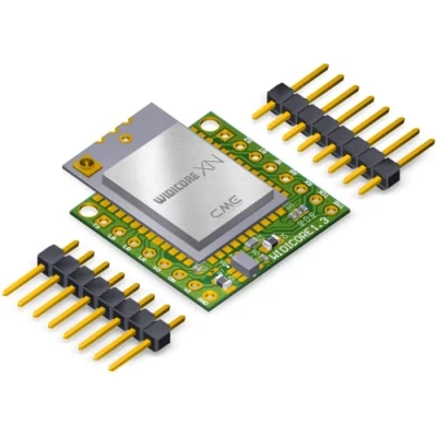 Immagine di CME WIDI Core XN Scheda breakout intelligente (BLE) che implementa MIDI premium su Bluetooth Low Energy come sviluppato da con connettore per antenna esterna e pin non popolato