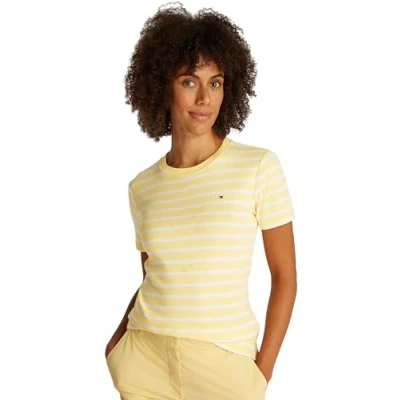 Immagine di Tommy Hilfiger SLIM CODY Tshirt basic, Donna, Taglia: XXS, Citronella/ecru