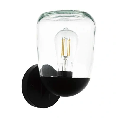Immagine di Eglo Donatori Lampada da Parete per Esterni, 1 Luce, Stile Vintage, Retrò, Attacco E27. IP44. in Alluminio, Plastica Nera e Vetro Trasparente