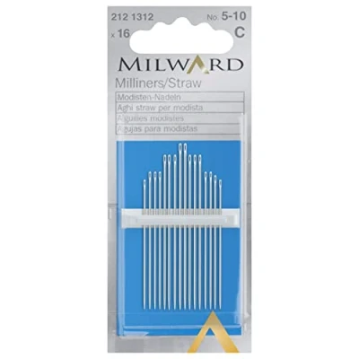 Immagine di Milward Straw Aghi per Cucire a Mano di Paglia/Milliners, Argento, Nos.5 10