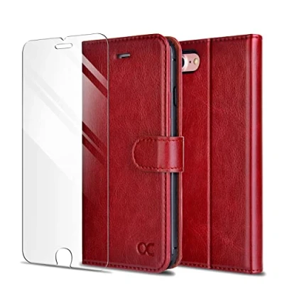 Immagine di OCASE Custodia iPhone SE 2020 / 2022, Cover 8 7 con TPU Antiurto Portatessere Portafoglio [Pellicola Protettiva Gratuita] per 7/8 e 2020/2022, Rosso