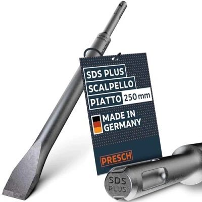 Immagine di Presch SDS plus Scalpello piatto Tagliente largo 20 mm, estremamente robusto e durevole per tutti i lavori di demolizione (lunghezza 250 mm) Acciaio ad alte prestazioni colpi potenti