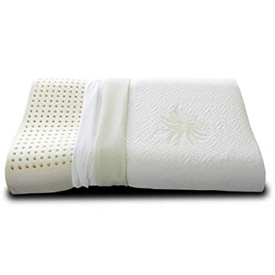 Immagine di Evergreenweb Cuscino 100% Lattice Doppia Onda per cervicale Tessuto Aloe Vera e Cotone Fodera Sfoderabile Lavabile in Lavatrice