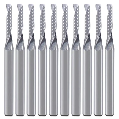 Immagine di Gambo da 1/8 pollici, singolo flauto (O flauto) Tagliare a spirale Router Bit Fresa fine, 5/64 &quot;diametro di taglio, 15/32&quot; lunghezza 1 1/2&quot; OVL per acrilico PVC MDF plastica