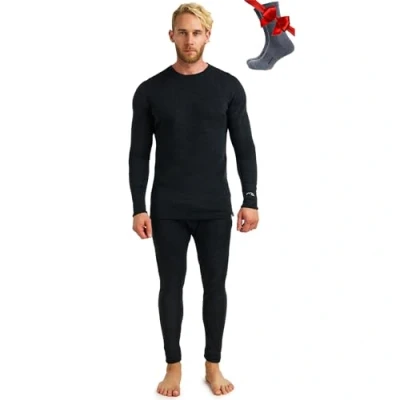 Immagine di Merino.tech Intimo Termico Uomo Lana Merinos Traspirante Completo Maglia e Pantaloni, Merinos, Base Layer Merino Set (Small, 320 Charcoal Grey)