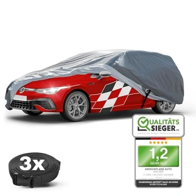 Immagine di Walser Telo copriauto da Esterno Premium all Weather Plus Combi, Rivestito in PVC, coperture per Auto, Resistente ai Raggi UV, Garage Completo Impermeabile M Grigio ca. 440x185x145cm