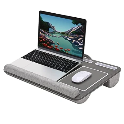 Immagine di Desire2 scrivania per computer in legno con cuscini, tavolo ergonomico casa e ufficio, portatile supporto notebook, accessorio da tappetino mouse