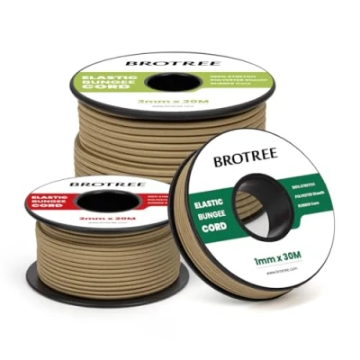 Immagine di Brotree Corda Elastica 3mm x 20m Filo Elastico Gomma Elastici per Fai da Te, Artigianato, Cucito, Perline, Gioielli, Braccialetto, Tende e Zaino Cachi