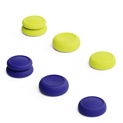 Immagine di Skull &amp; Co. Skin, CQC and FPS Thumb Grip Set Joystick Cap Analog Stick for Nintendo Switch OLED Joy Con Controller Blue + Neon Yellow, 3 Pairs(6pcs)