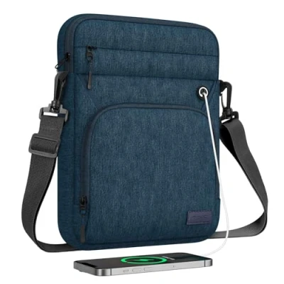 Immagine di MoKo Custodia Morbida da 912.9&quot; con Multitasche, Borsa a Tracolla Compatibile iPad PRO 12.9 M2 2022/2021/2020/2018, Galaxy Tab S9/S8 Plus 12.4&quot; 2023/2022, Indaco