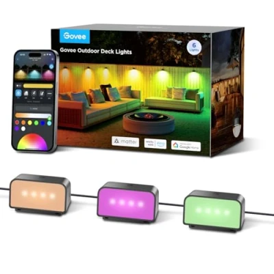 Immagine di Govee Luci da Esterno per Recinzioni, Luce Recinzione RGBIC con Bianca, Intelligenti Gradini IP65, Funzionano Alexa e Matter, Patio, Passi, Cortile, 6 confezioni