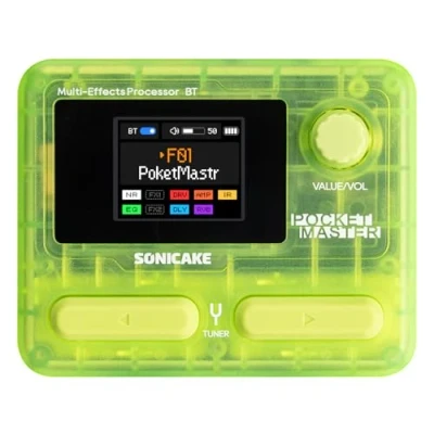 Immagine di SONICAKE Multieffetto Pedale per chitarra 9 Moduli effetti 100 Preset 20 Amp/Cab Processore di OTG Interfaccia audio USB BT con APP Pocket Master (Verde Trasparente)