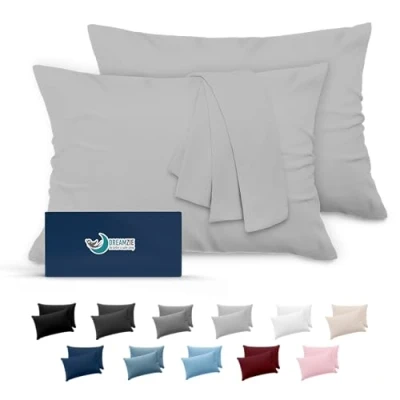 Immagine di Federe Cuscini 40x70 (Set 2) Dreamzie in Microfibra OEKO TEX Certificazione Federa Cuscino Dolce Antracite