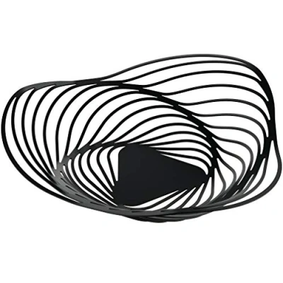 Immagine di Alessi Trinity ACO01 B, Fruttiera di Design, in Acciaio Colorato con Resina Epossidica, Piccolo, Nero