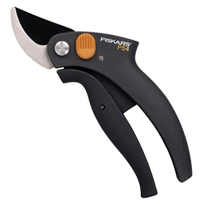 Immagine di FISKARS Forbici con Lame Bypass, PowerLever, P54, Diametro di taglio 2 cm, in Acciaio Qualità Rivestimento Antiaderente, Lunghezza 17.3 Nero/Arancione, 1001531