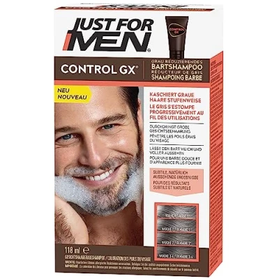 Immagine di Just For Men Control GX Shampoo Barba, Riduce le setole bianche ogni lavaggio, per risultati sottili e naturali, tutte sfumature, 118 ml