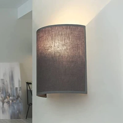 Immagine di applique moderne per interni, scale, illuminazione a parete semicircolare, basso abbagliamento, lampada da in tessuto grigio