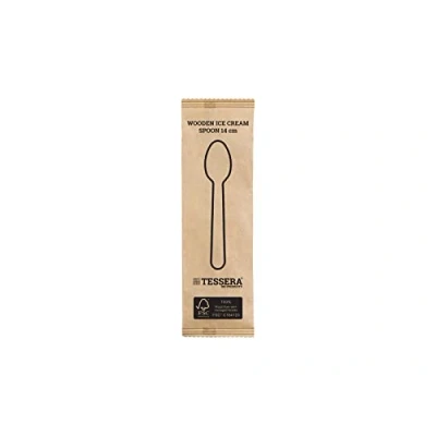 Immagine di Tessera Bio Products QA1014WFSC Cucchiaio ovale in legno, confezione da 1/1, colore naturale, lunghezza 14 cm, 100 pezzi