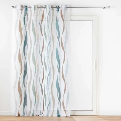 Immagine di douceur d&#039;intérieur, tenda trasparente con occhielli (140 x 280 cm) Lisana, tulle sabbiato stampato