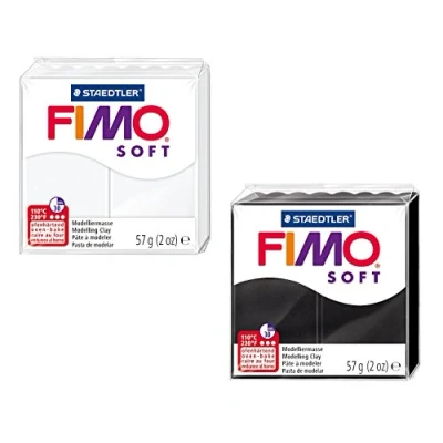 Immagine di Staedtler 10123817 8020 AMZ 1 Set di Blocchi Pasta da Modellare Fimo Soft, 2 pz. 57 g, Colori: Bianco/Nero