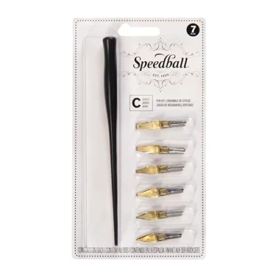 Immagine di Speedball Set Composto da cannello e 6 pennini per Calligrafia (Tipo C)