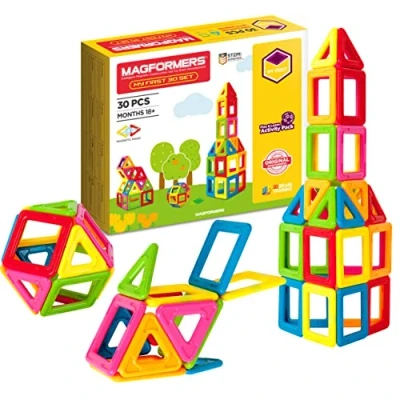 Immagine di Magformers My First 30 piece Magnetic Construction Set In Bright Solid Colours. Helps With Maths Learning And Makes Fun 3D Models, Multicolor