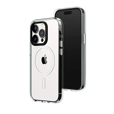 Immagine di RhinoShield Clear Case Compatible with Magsafe for [iPhone 14 Pro] Superior magnetic, Advanced Yellowing Resistance, Crystal Clear, Protective and Customizable Phone Black Camera Ring