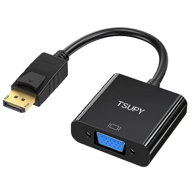 Immagine di TSUPY Adattatore Displayport a VGA, Convertitore DP Maschio VGA Femmina per Desktop, Laptop, Proiettori, Monitor