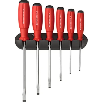 Immagine di PB Swiss Tools Set di cacciaviti a taglio 8240 100% Made 6 pezzi SwissGrip misura 1/2/3/4/5/6 con pratico supporto da parete