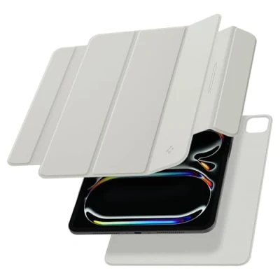 Immagine di Spigen Cover AirSkin Folio OneTap Compatibile con iPad Pro 13 pollici M4 (2024) 7a generazione, custodia sottile e leggera completamente rimovibile magnete Grigio
