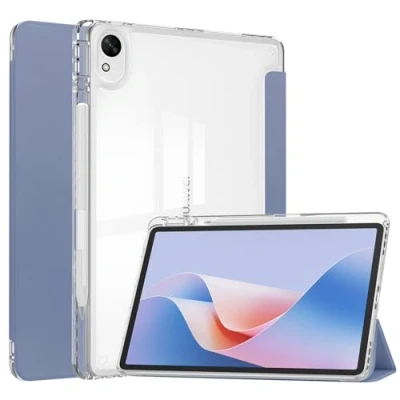 Immagine di Custodia per tablet HUAWEI MatePad 11.5S 2024, in acrilico, pieghevole tre parti, con supporto, leggera e morbida, funzione di accensione/spegnimento automatico (viola lavanda)