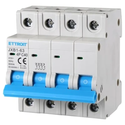 Immagine di Interruttore magnetotermico 4P, occupa 4 moduli, 380V 415V, 40A C40, curva C, 6KA 6000A