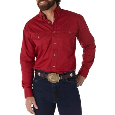 Immagine di Wrangler Camicia da Uomo con Bottoni a Maniche Lunghe Due Tasche, Rosso, XXL