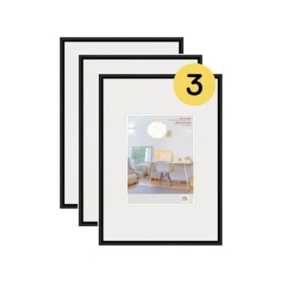 Immagine di walther designCornice per quadri nera 29,7 x 42 cm (DIN A3) con vetro artistico confezione da 3, cornice in plastica New Lifestyle KVX342B3