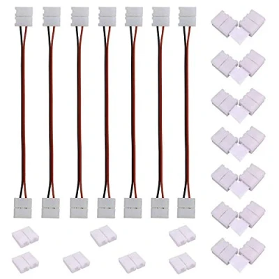 Immagine di BoHong Raccordo Rapido a L 2 poli Cavo Jumper pin Connettore Clip per 8mm di Larghezza SMD 3528 2835 Monochrom LED Nastro Strip Connector (Lungo 17cm) Angolare