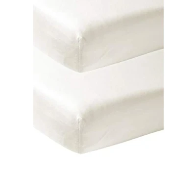 Immagine di Meyco Baby Uni lenzuolo per culla in confezione da 2 pezzi (lenzuolo morbido jersey di qualità, 100% cotone, dimensioni: 70 x 140 cm), bianco crema