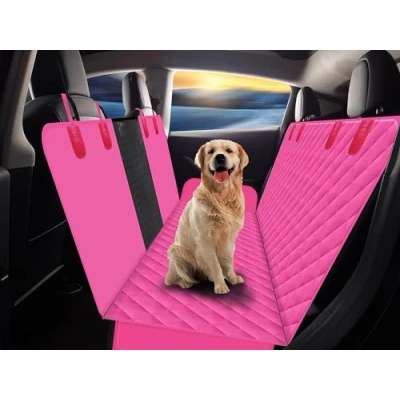 Immagine di GXT Coprisedile posteriore per cani, auto, SUV e camion, con finestra in rete, antigraffio, antiscivolo impermeabile, colore rosa