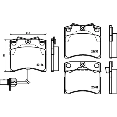 Immagine di HELLA 8DB 355 018 521 Kit pastiglie freno con segnalatore usura integrato accessori VOLKSWAGEN: Transporter 4 Bus,
