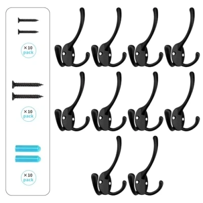 Immagine di BIGLUFU 10 Pezzi Ganci Appendiabiti da Parete, Appendini Muro, Gancio per appendere cappotto, cappello, asciugamano