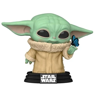 Immagine di pop Funko Star Wars The Mandalorian Child Grogu with Butterfly 468 Exclusive Bobblehead