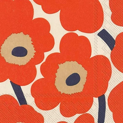 Immagine di Boston International IHR Marimekko Tovaglioli di carta a 3 strati, 20 punti, 15 x cm, colore: Rosso crema