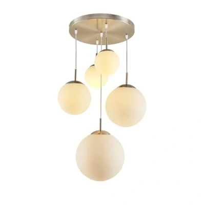 Immagine di lampada a sospensione &#039;Heleska&#039; dimmerabile (Moderno) colore Grigio, in Metallo ad es. Soggiorno &amp; Sala da pranzo (5 luci, E27) di Lindby sospensione, soffitto,