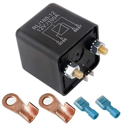 Immagine di Gebildet 1 Pezzo RL/180 12 Robusto Heavy Duty 12VDC 100A SPLIT ON/OFF Relè SPST 4 pin Aperto Normale per Veicolo Automobile Camion Barca Avviamento Motore, con 2 Footprint + terminali